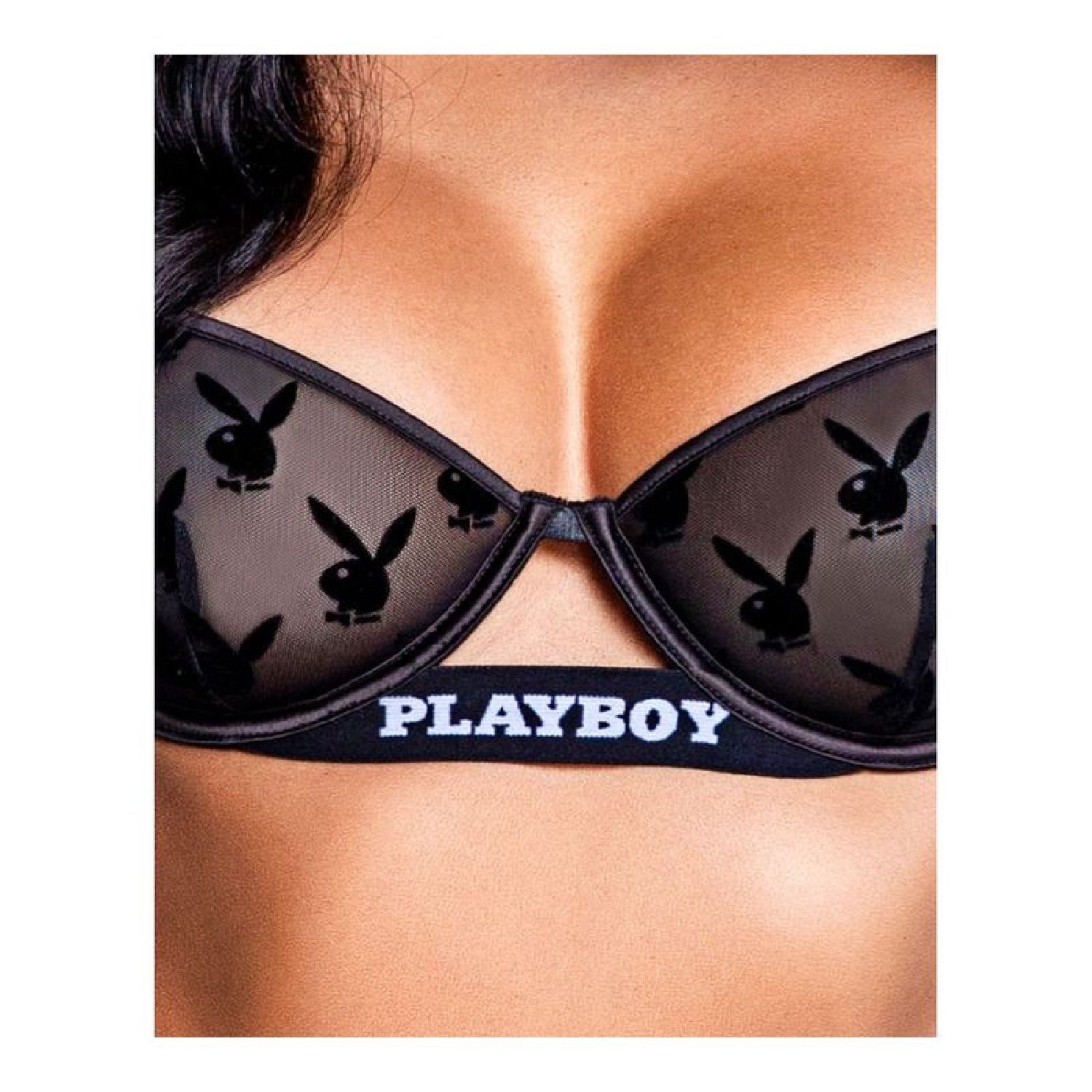 Playboy Noir Lingerie 2 Pc Set Black
