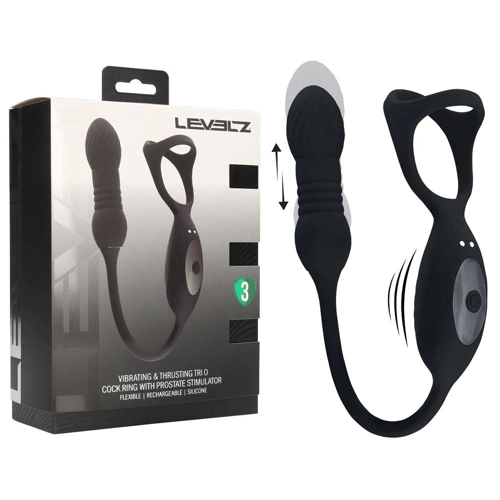 LEVELZ Vibrating & Thrusting TriO Cock Ring with Prostate Stimulator