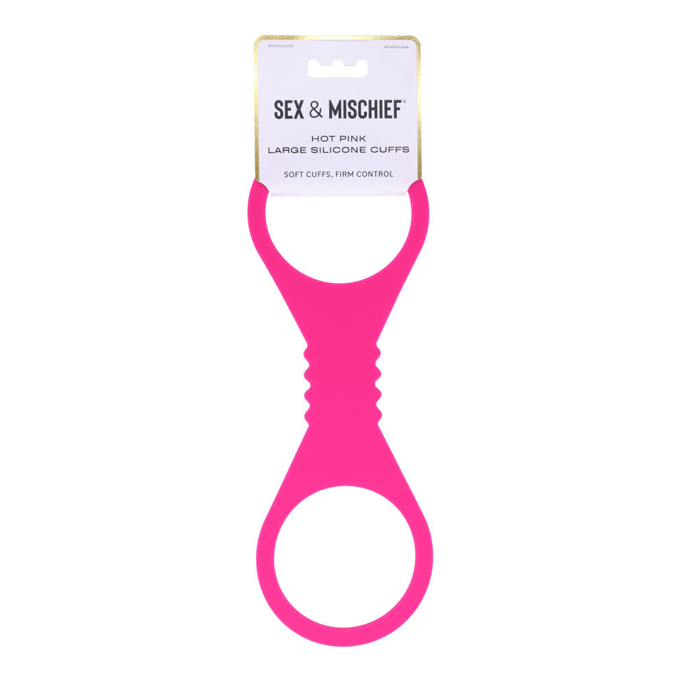 Sex & Mischief Large Hot Pink Silicone Cuffs