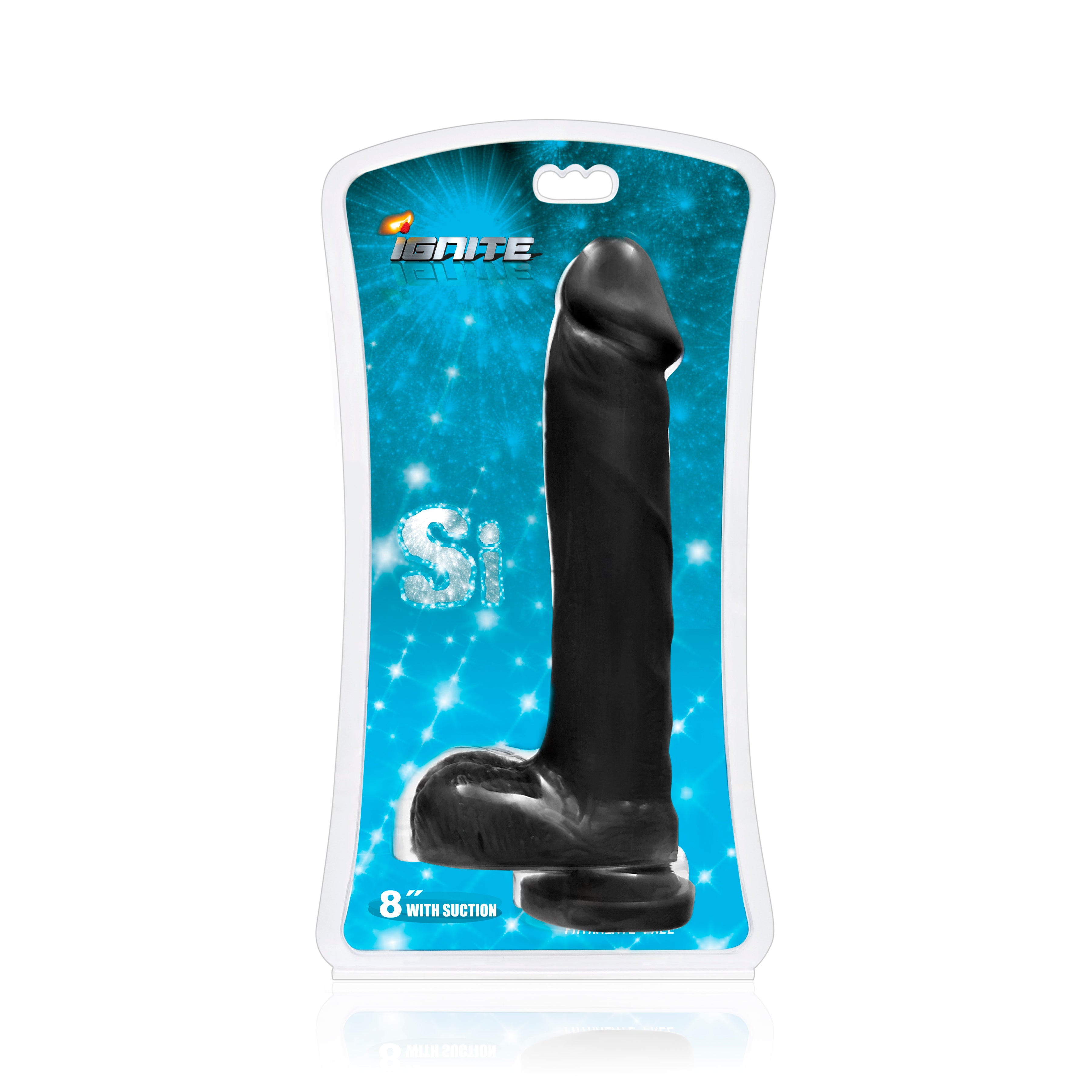 Cock w/ Balls and Suction Black 8in