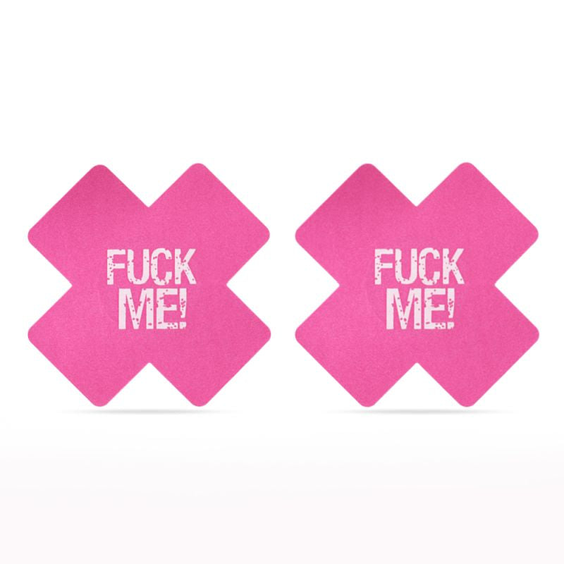 FUCK ME Cross Pattern Nipple Pasties Twin Pack