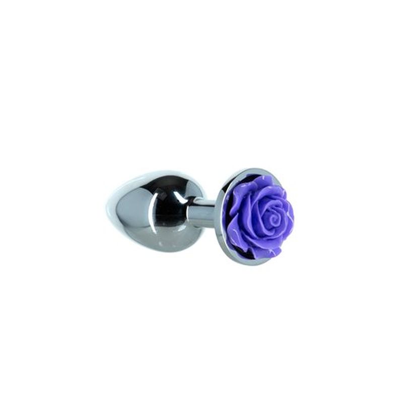 Purple Rose 3in Metal Butt Plug