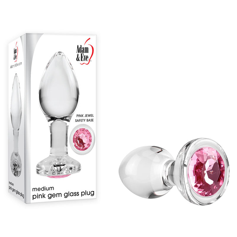 Adam & Eve PINK GEM GLASS PLUG MEDIUM