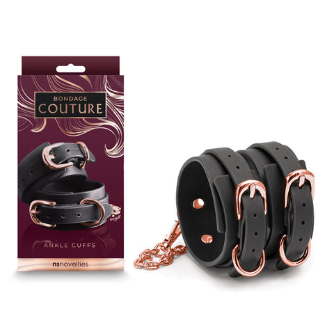 Bondage Couture Ankle Cuffs - Black