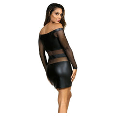 Off The Shoulder Mesh Panel Dress Red