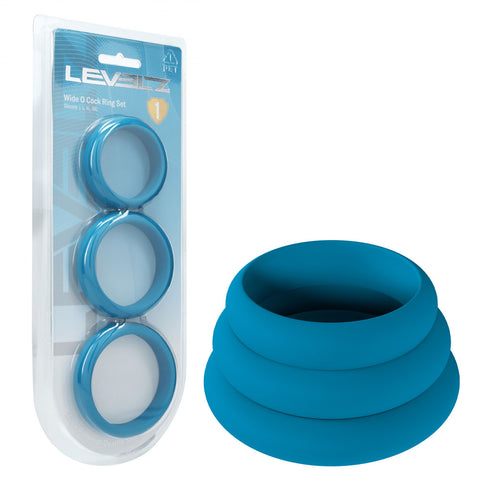 LEVELZ Wide O Silicone Cock Ring Set of 3 - L/XL/2X