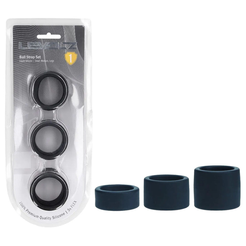 LEVELZ Liquid Silicone Ball Strap Set of 3 - Black