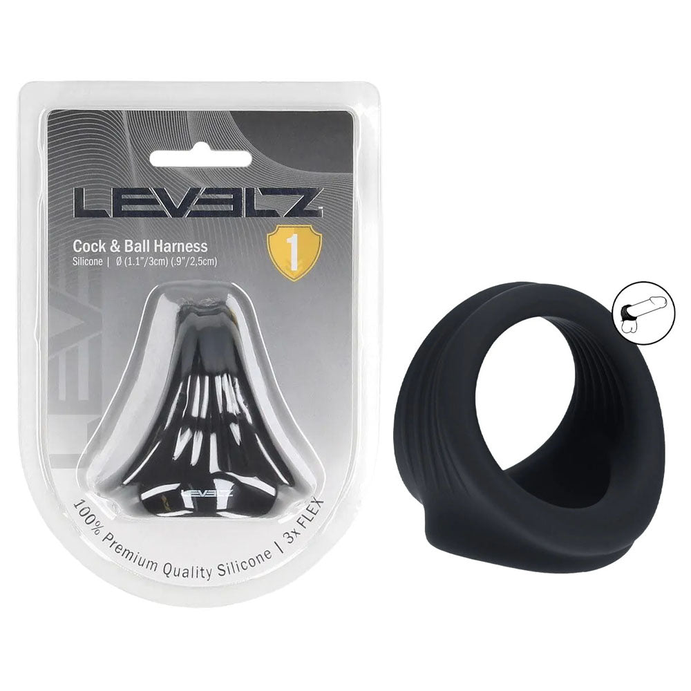 LEVELZ Silicone Cock & Ball Harness - Black