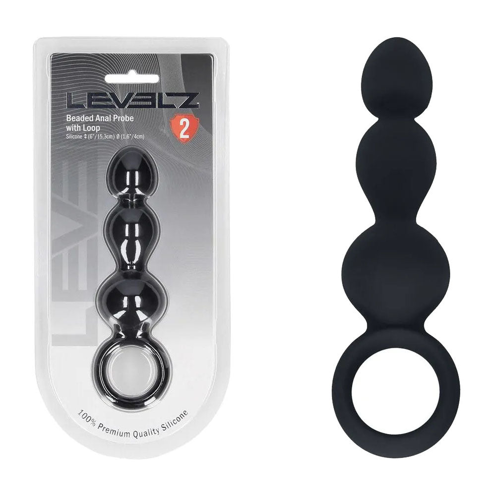 LEVELZ Beaded Silicone Anal Probe with Loop