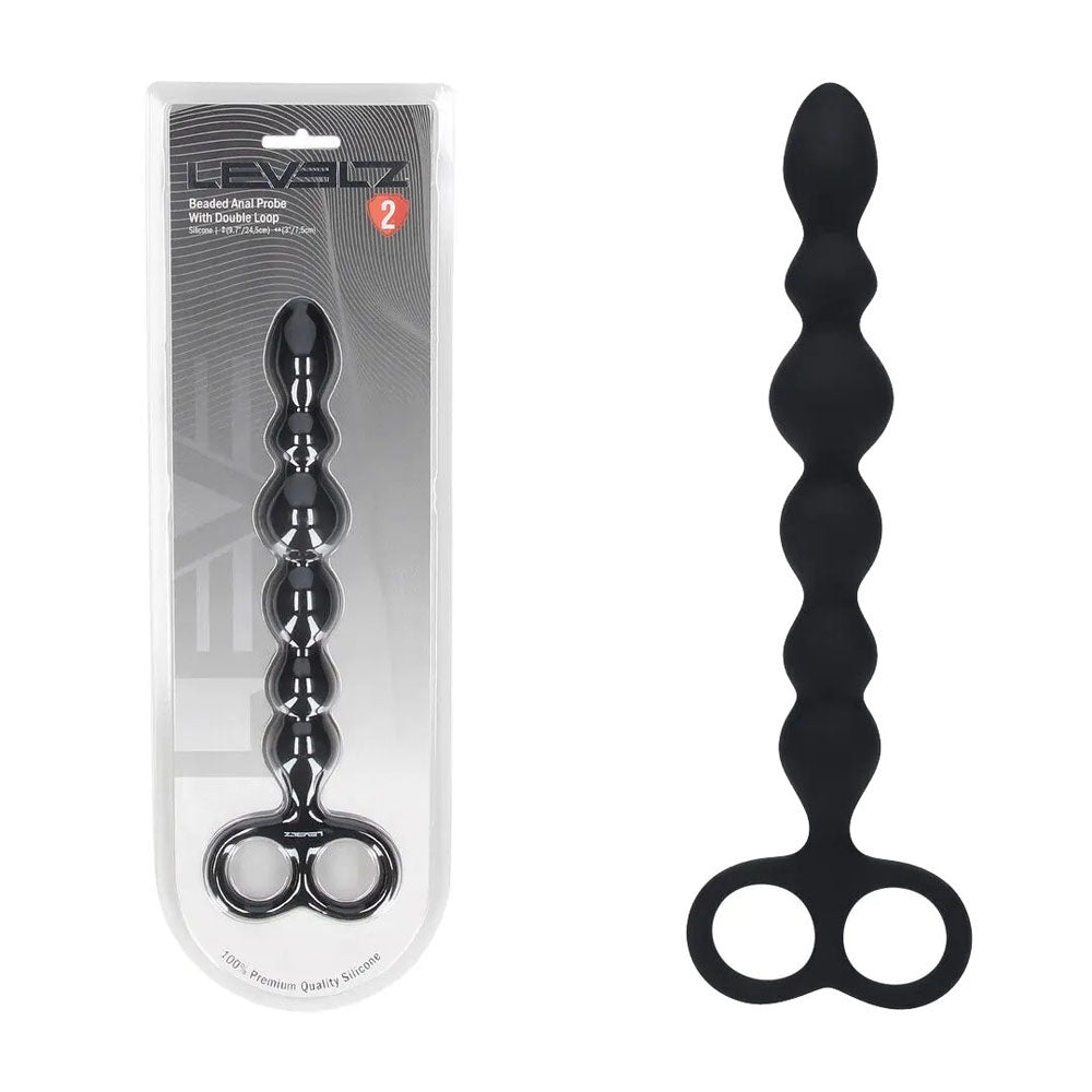 LEVELZ Beaded Silicone Anal Probe with Double Loop