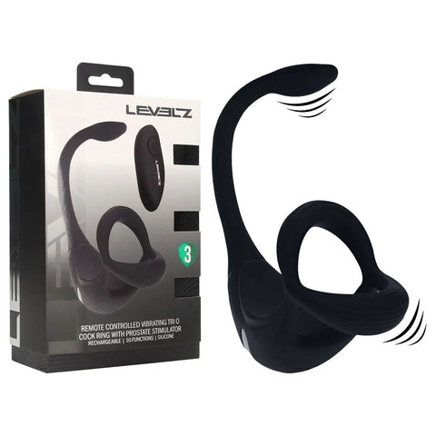 LEVELZ Remote Controlled Vibrating TriO Cock Ring with Prostate Stimulator