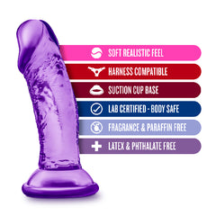 B Yours Sweet N Small  Dildo with Suction Cup 4in Purple