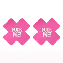 FUCK ME Cross Pattern Nipple Pasties Twin Pack