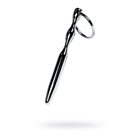 Silver Metal Bullet Shaped Urethral Plug w Ring