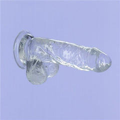 Crystal Dildo w Balls 6in Clear