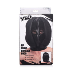 Zip Front Bondage Hood Black