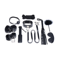 Deluxe 10 Piece Bondage Set Black