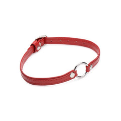 Fiery Pet Leather Choker w/ Silver Ring Red