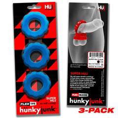 Super Hunkyjunk 3 Pc Cockrings Teal Ice