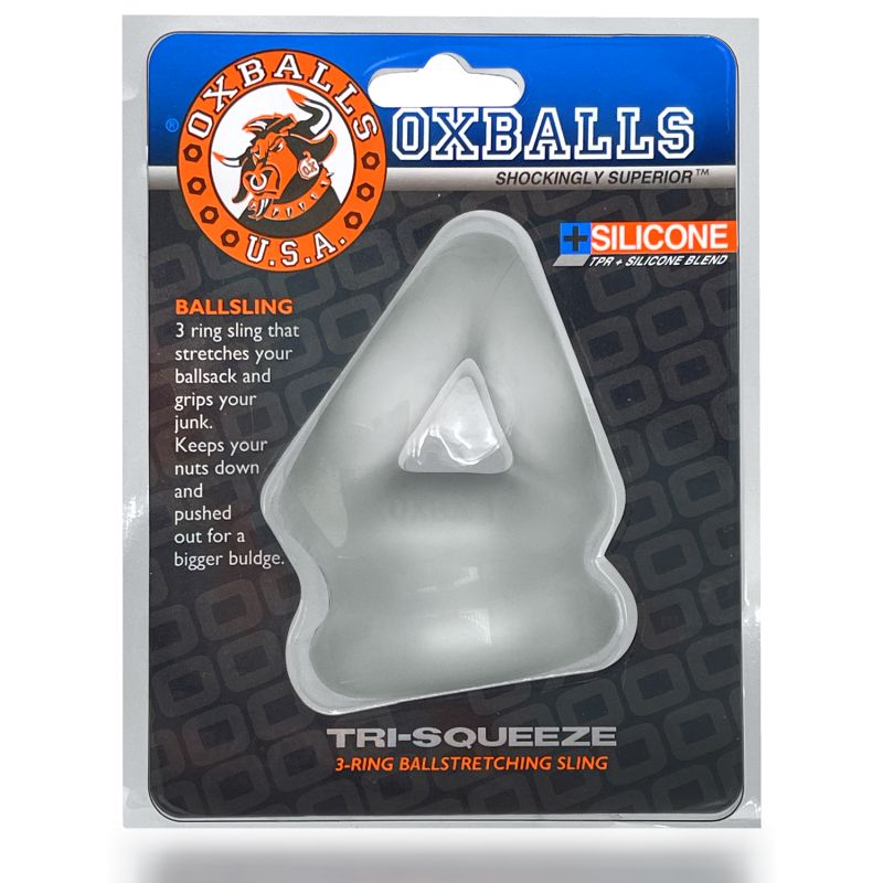 Tri Squeeze Cocksling Ballstretcher Clear Ice