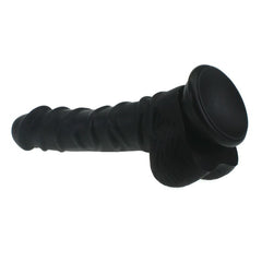 Realistic Dildo Ridged Shaft w Balls Black