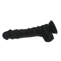 Realistic Dildo Ridged Shaft w Balls Black