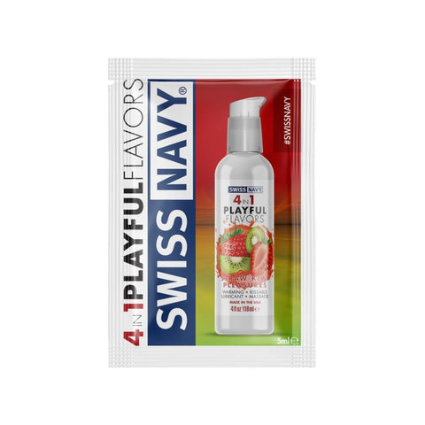 Swiss Navy Straw-Kiwi Pleasures Lube 5ml Sachets (100 Pk)