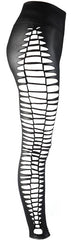 Stretch Wetlook Cut Out Leggings Black