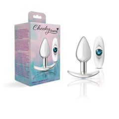 Cheeky Charms Silver Anchor Butt Plug w Clear and Teal Jewel Kit