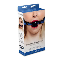 Whip Smart Diamond Deluxe Ball Gag Blue