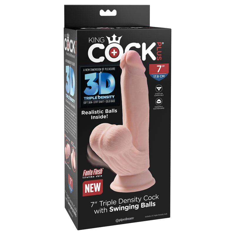 King Cock Plus 7'' 3D Cock with Swinging Balls
