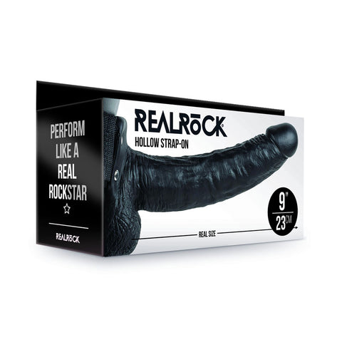 REALROCK Hollow Strapon with Balls - 23 cm Black