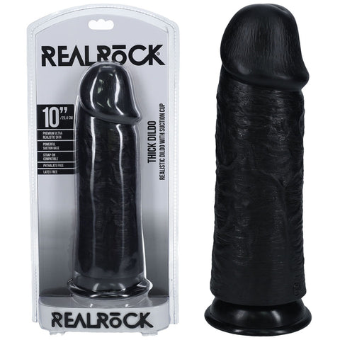 REALROCK 25cm Extra Thick Dildo - Black